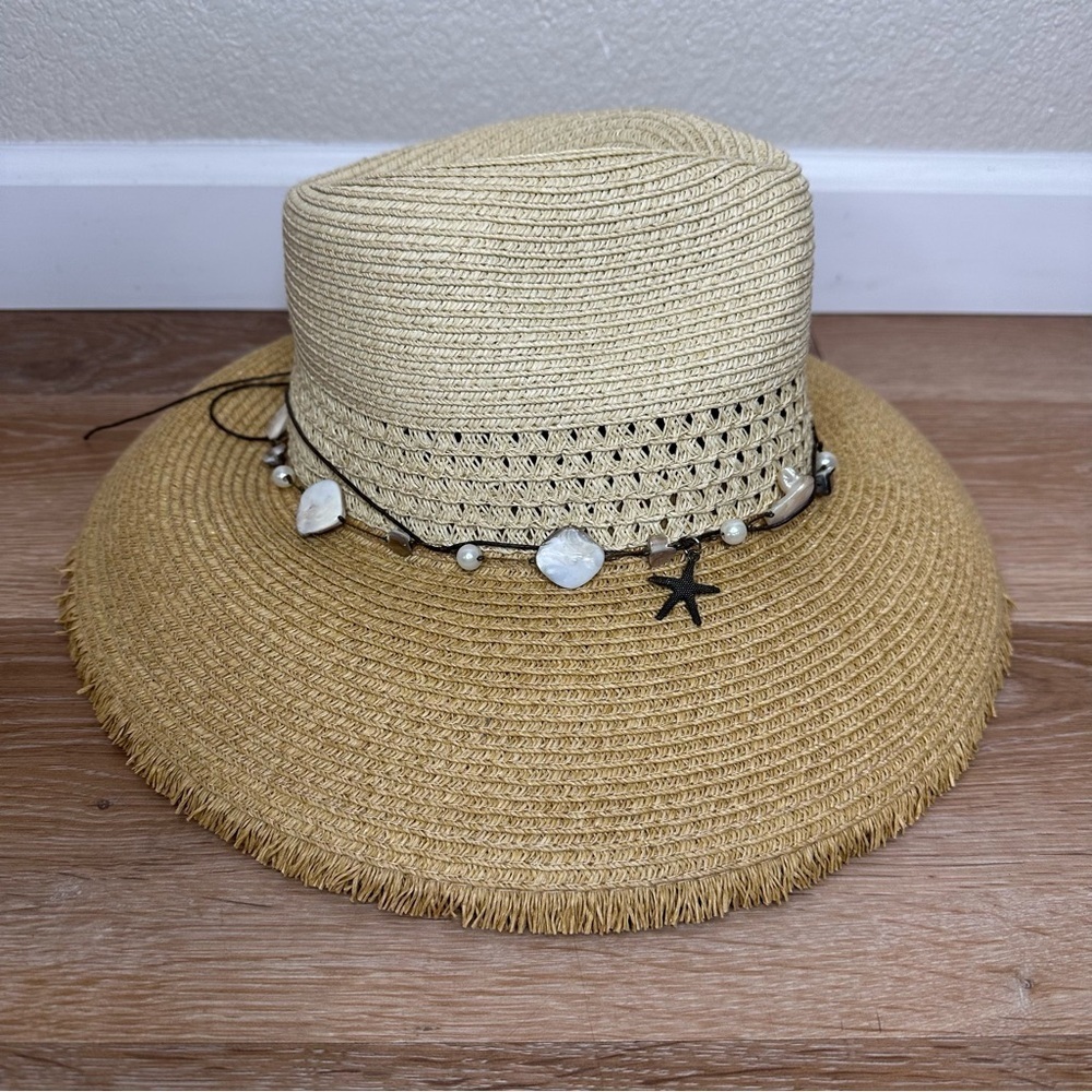 Scala Pronto Sea Shells Boho Summer Hat - image 1
